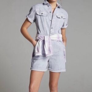 NWT Lee x Anthropologie Acid-Washed Denim Shorts Overalls Shortalls Size Medium